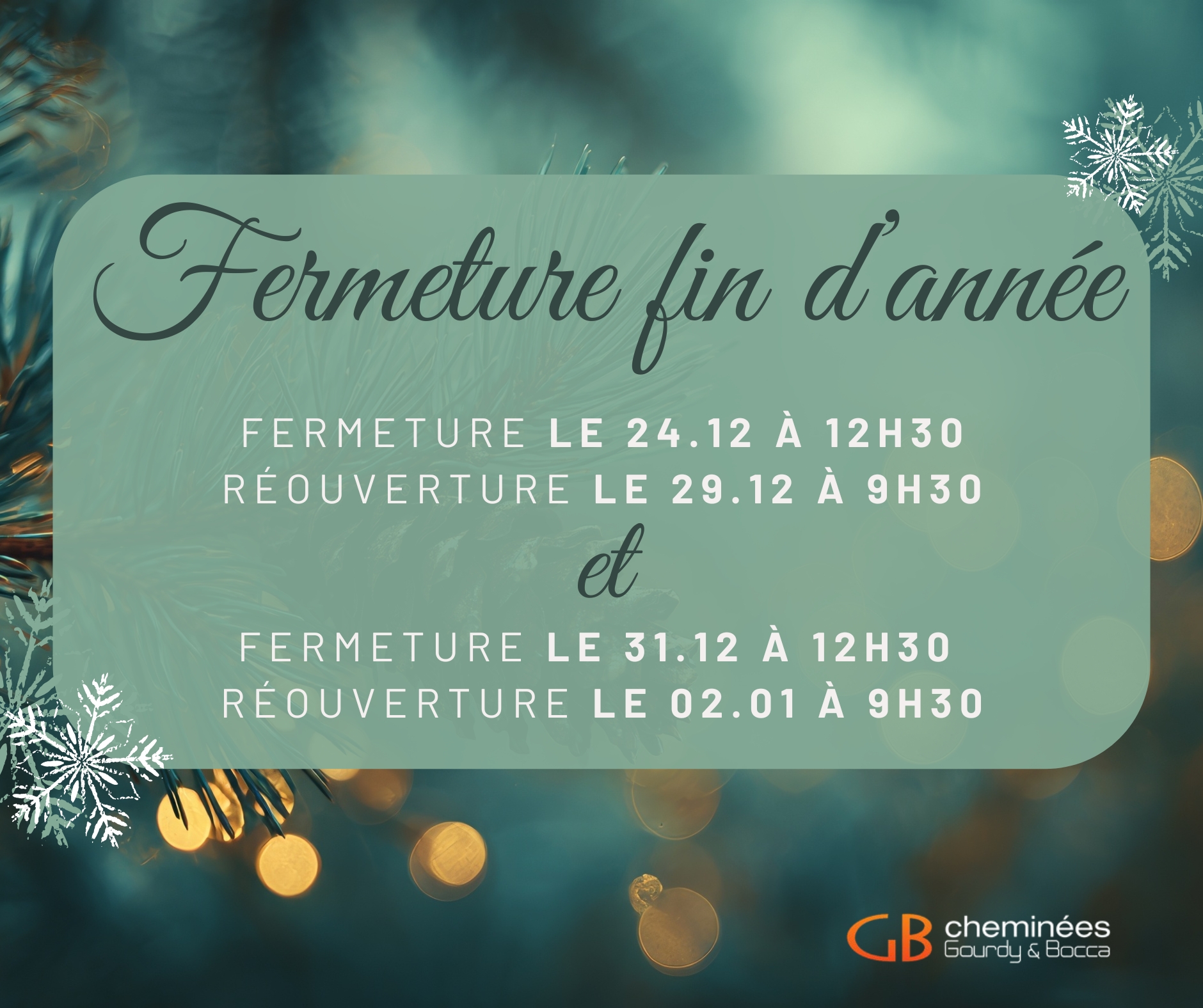 Fermeture fin d'année